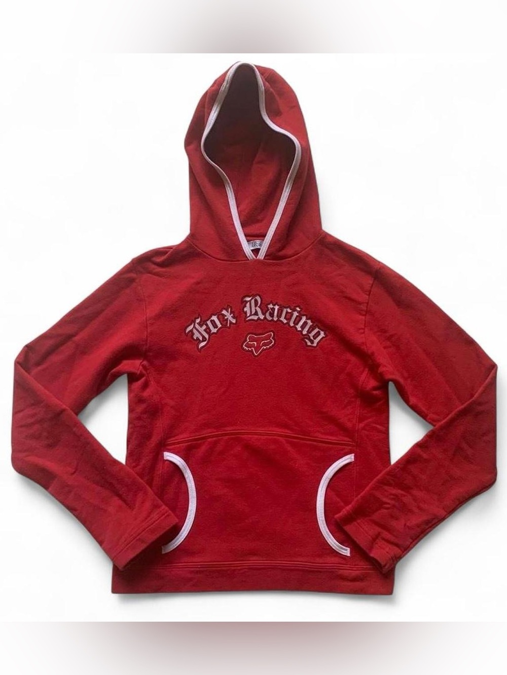 Y2K Fox Racing Red with White Trim Graphic Hoodie Size S